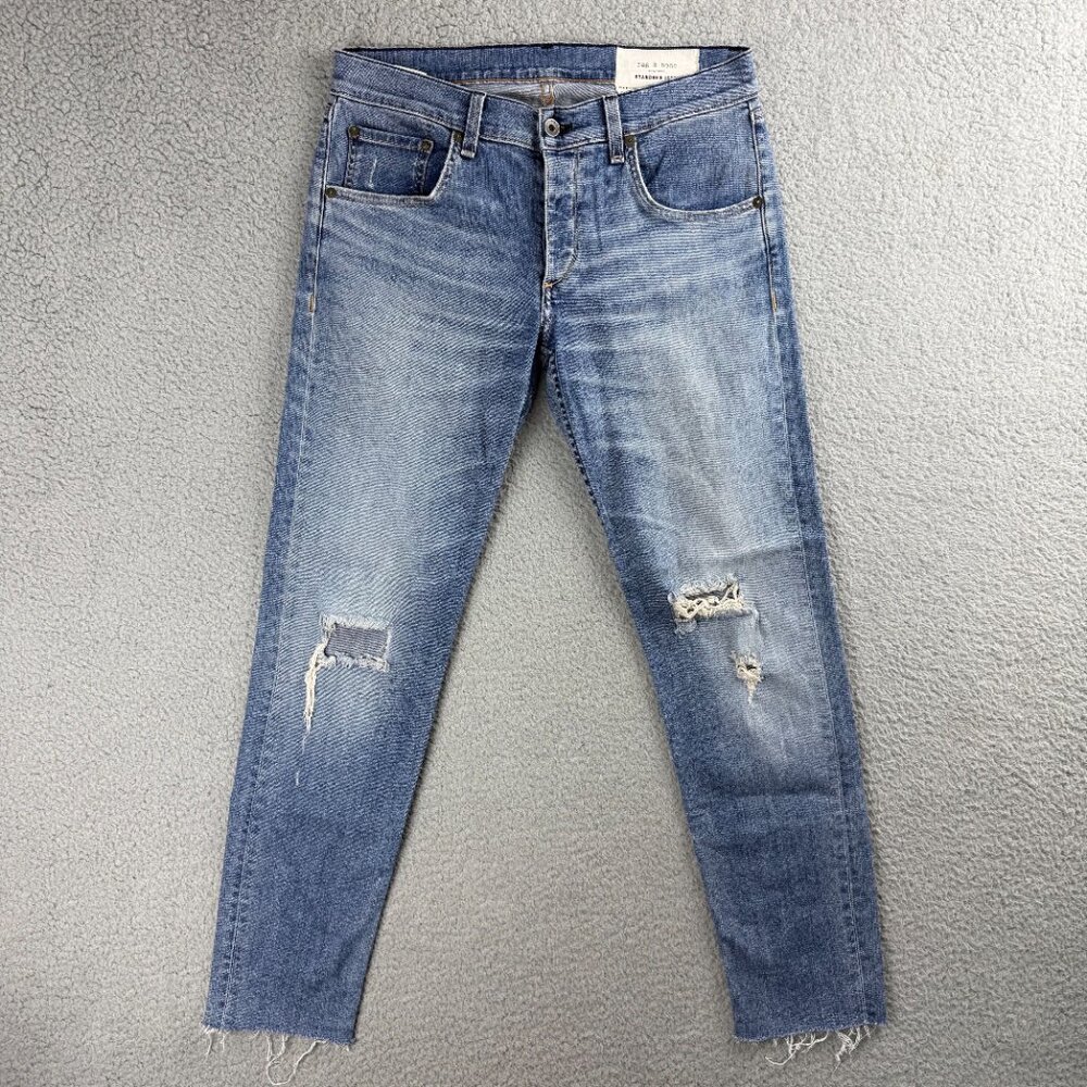 Rag & Bone Jeans Men 31 Pant Blue Denim Distressed Standard Issue Fit 1 Skinny 3